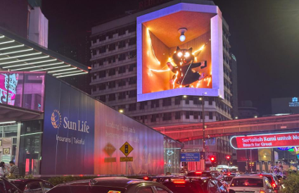 3D immersive LED night billboard at Kuala Lumpur commercial district — Prism Media Hub premium outdoor advertising